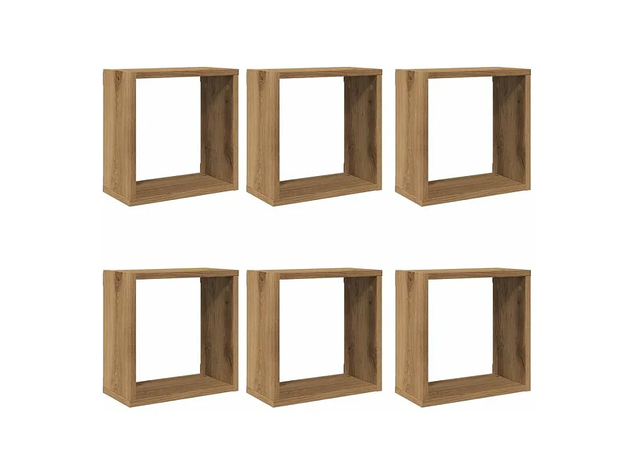 Étagères cube murales 6 pcs chêne artisanal bois d'ingénierie