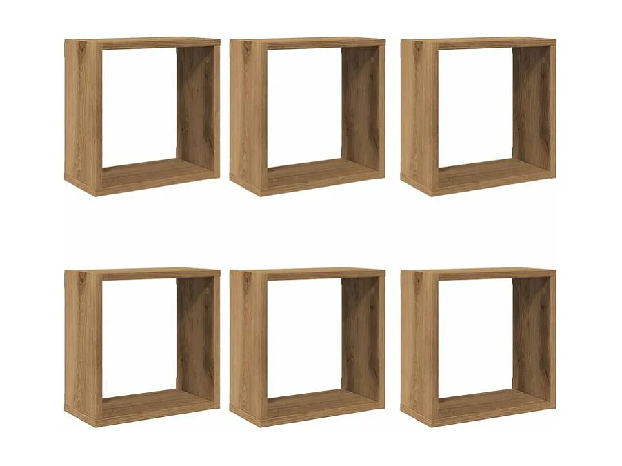 Étagères cube murales 6 pcs chêne artisanal bois d'ingénierie