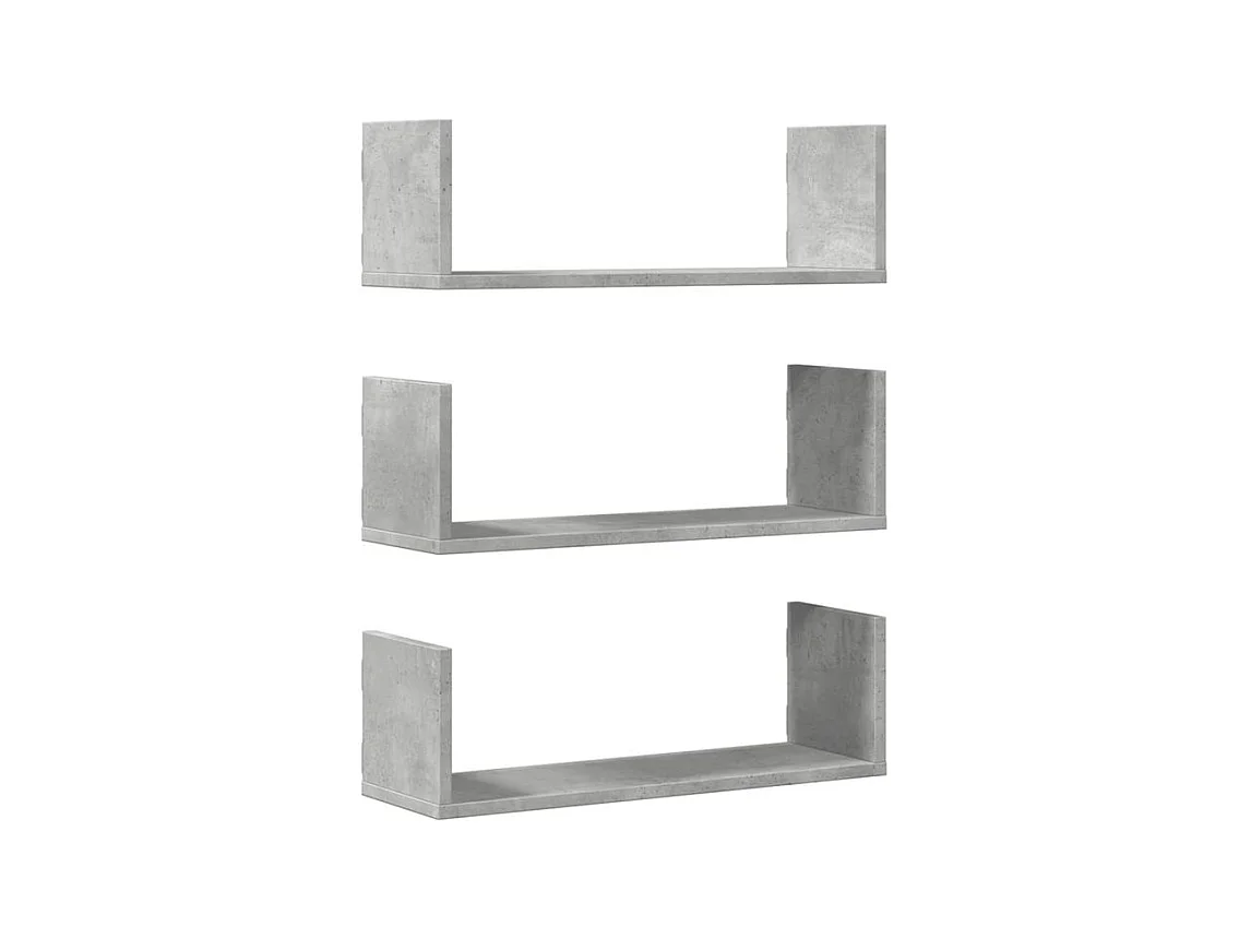 Étagères murales 3 pcs gris béton 58x18x18 bois d'ingénierie