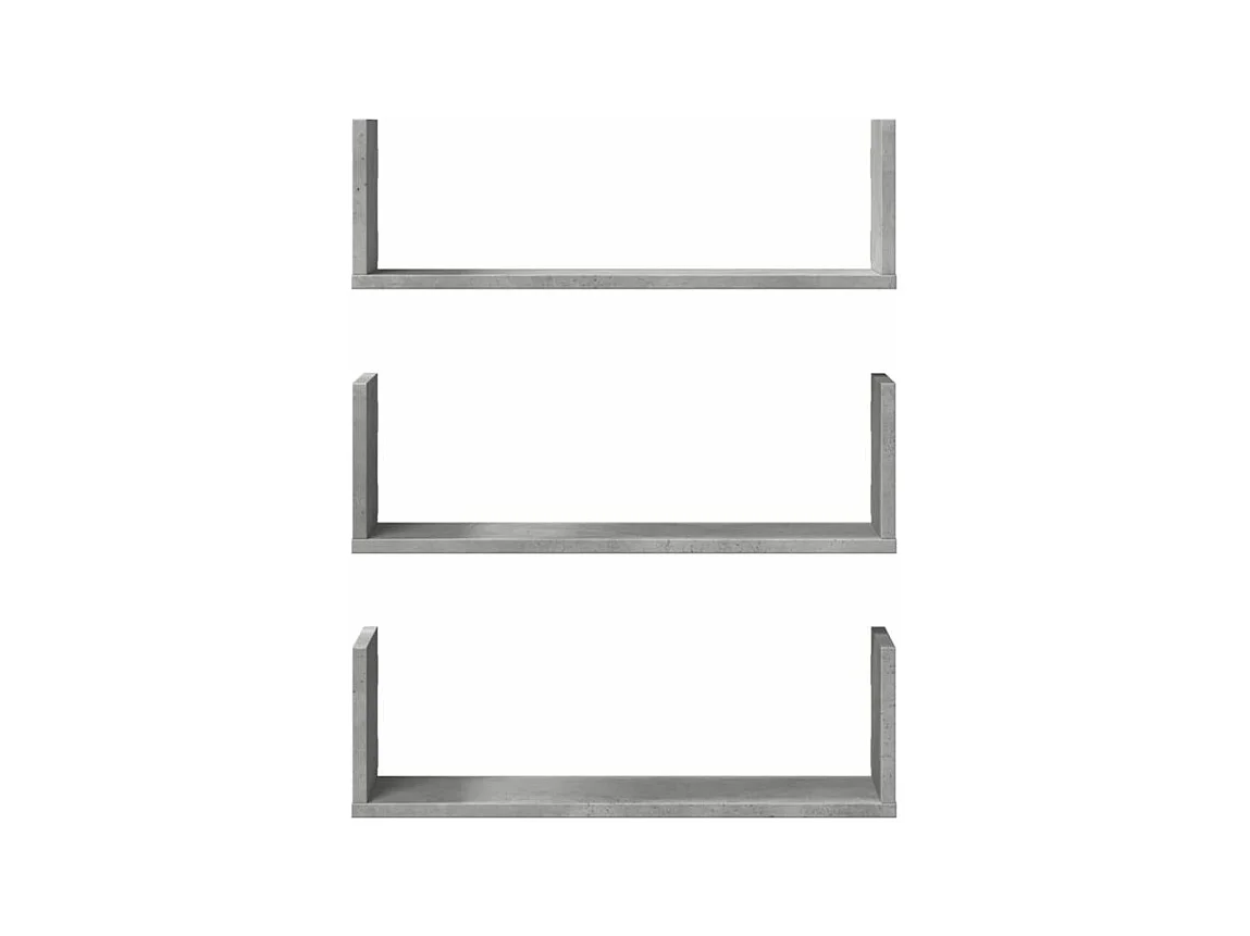 Étagères murales 3 pcs gris béton 58x18x18 bois d'ingénierie
