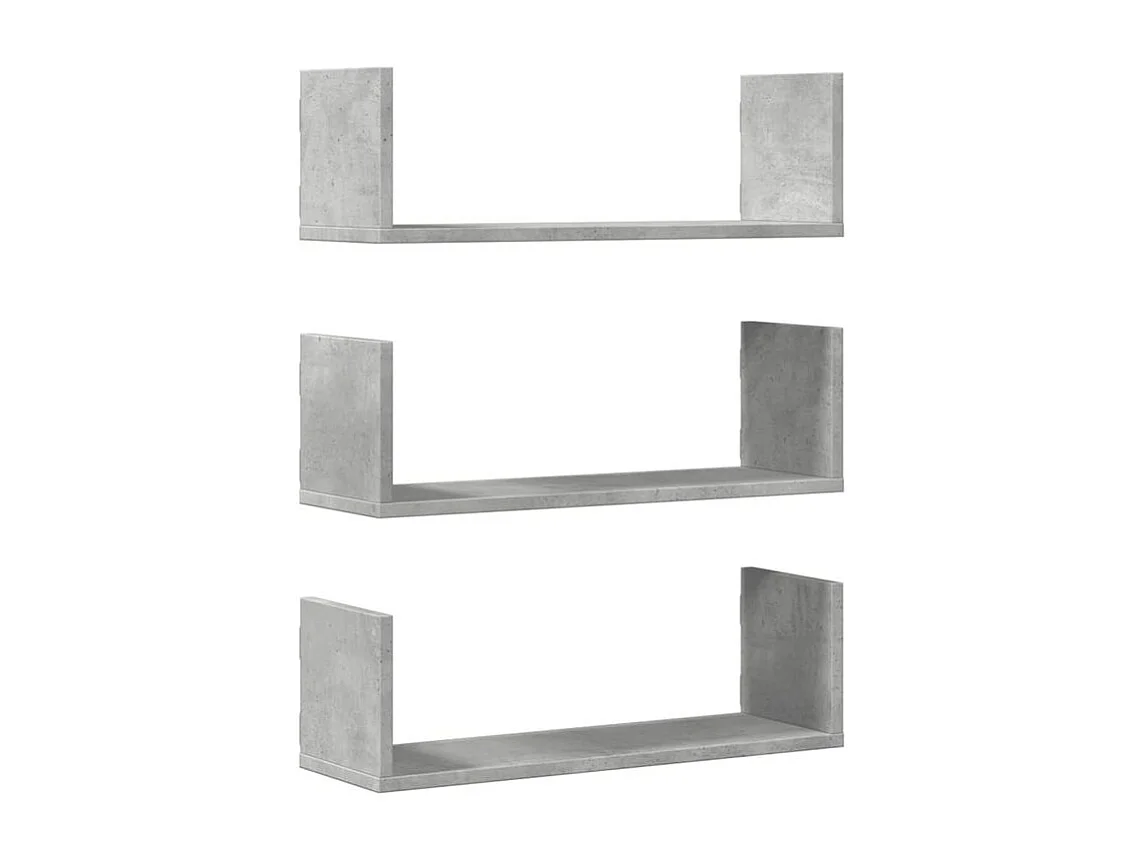 Étagères murales 3 pcs gris béton 58x18x18 bois d'ingénierie
