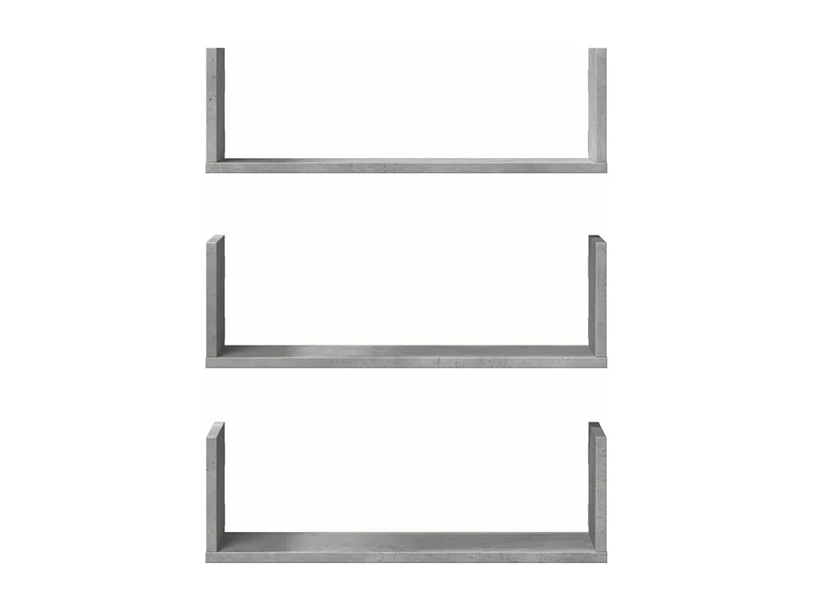 Étagères murales 3 pcs gris béton 58x18x18 bois d'ingénierie