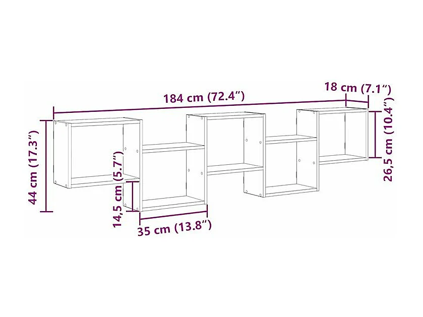 Étagère cube murale 5 compartiments chêne sonoma
