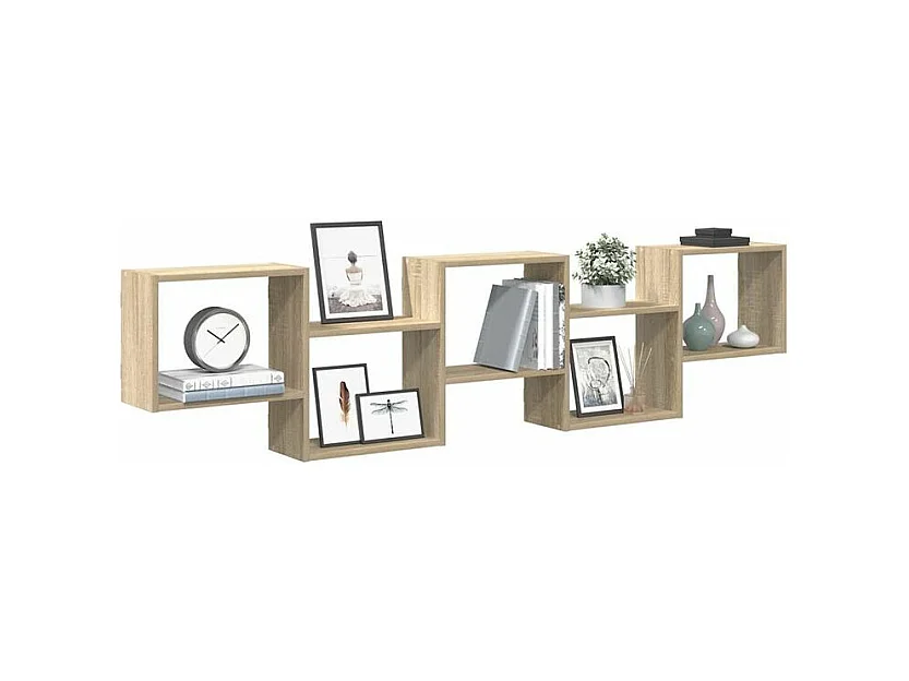 Étagère cube murale 5 compartiments chêne sonoma
