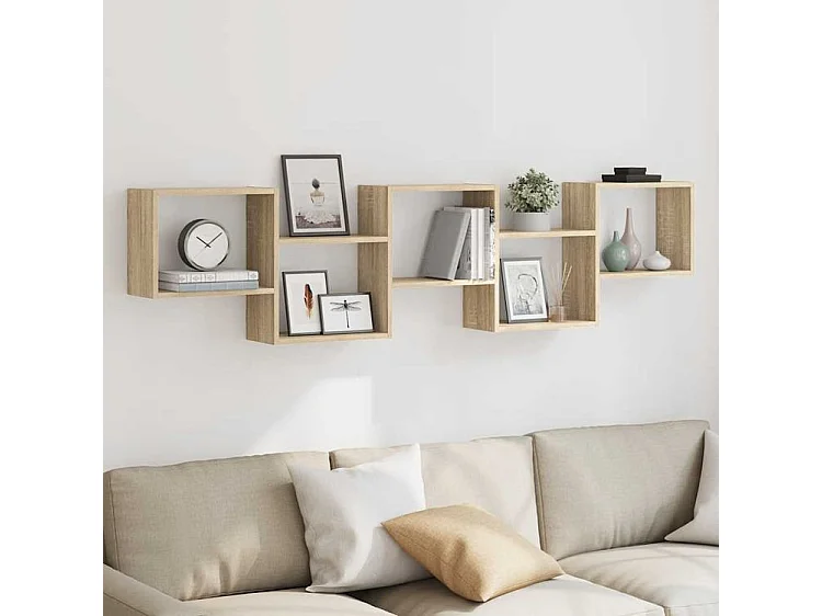 Étagère cube murale 5 compartiments chêne sonoma