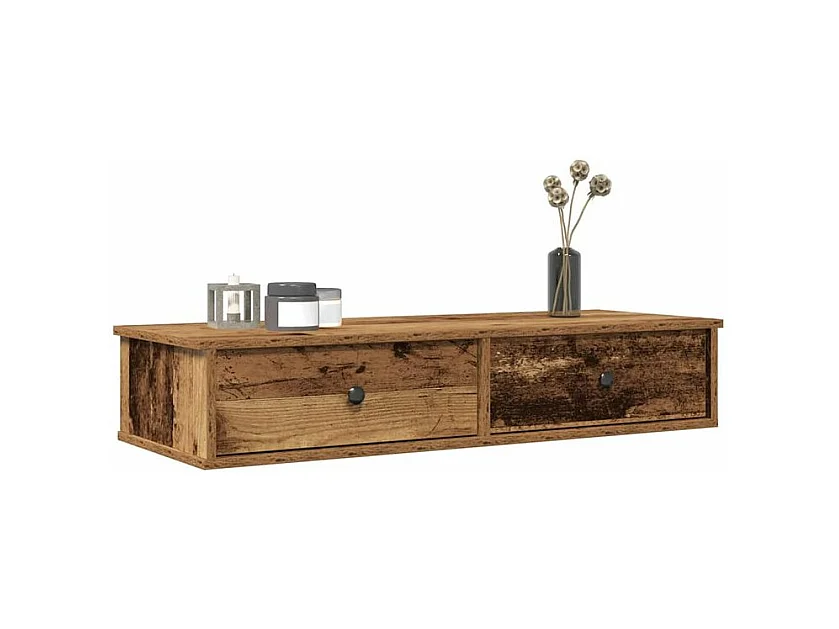 Étagère murale avec tiroirs vieux bois bois d'ingénierie