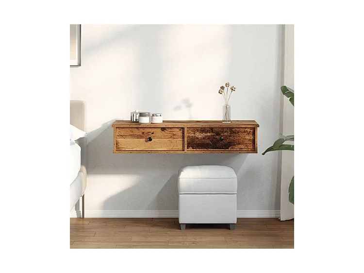 Étagère murale avec tiroirs vieux bois bois d'ingénierie