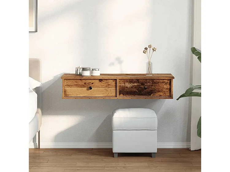 Étagère murale avec tiroirs vieux bois bois d'ingénierie