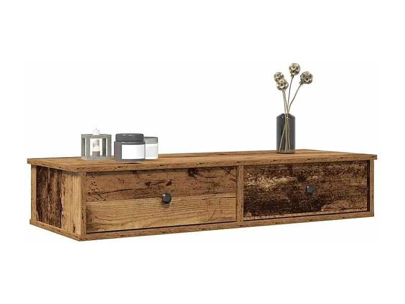 Étagère murale avec tiroirs vieux bois bois d'ingénierie