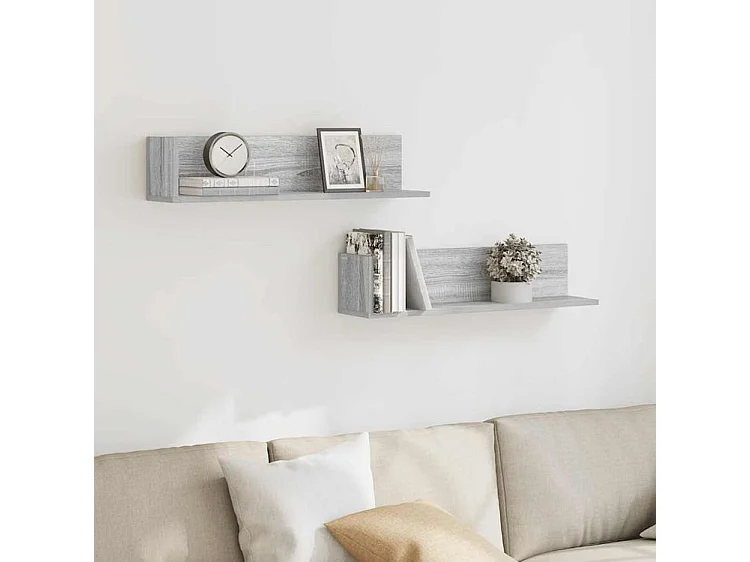 Étagères murales 2 pcs sonoma gris 75x16,5x16,5
