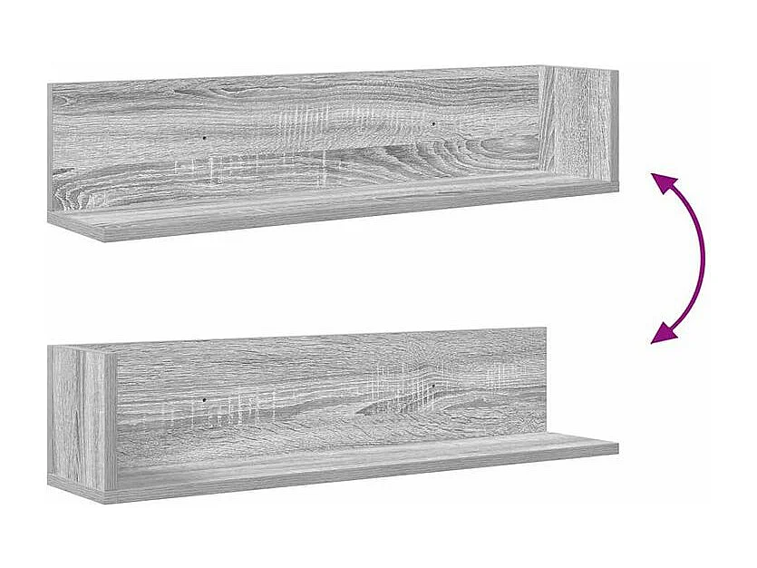 Étagères murales 2 pcs sonoma gris 75x16,5x16,5