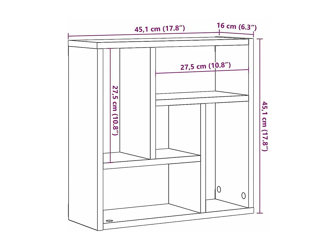 Étagère murale vieux bois 45x16x45 bois d'ingénierie
