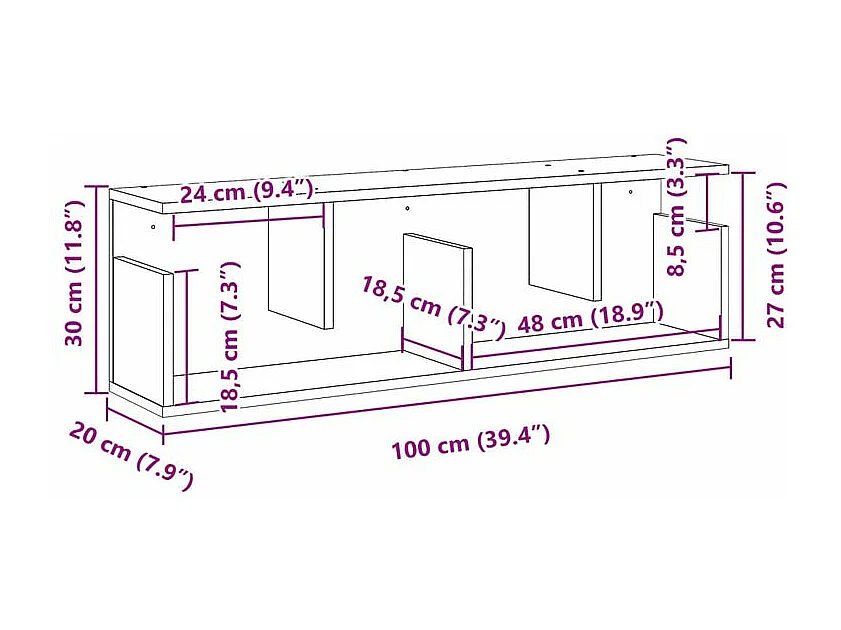 Armoire murale 100x20x30 chêne marron bois d'ingénierie