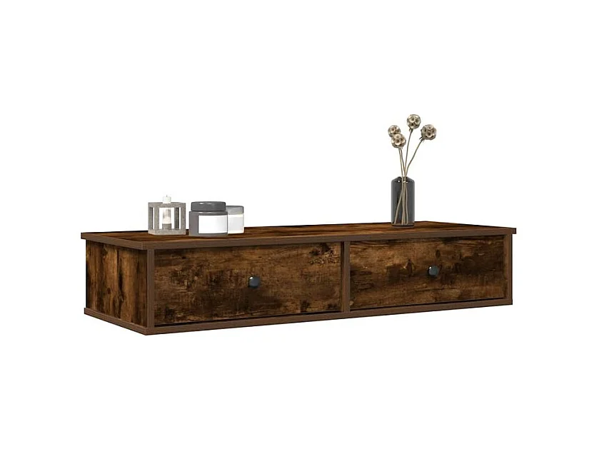 Étagère murale avec tiroirs chêne fumé bois d'ingénierie