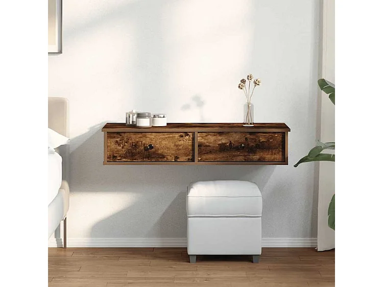 Étagère murale avec tiroirs chêne fumé bois d'ingénierie