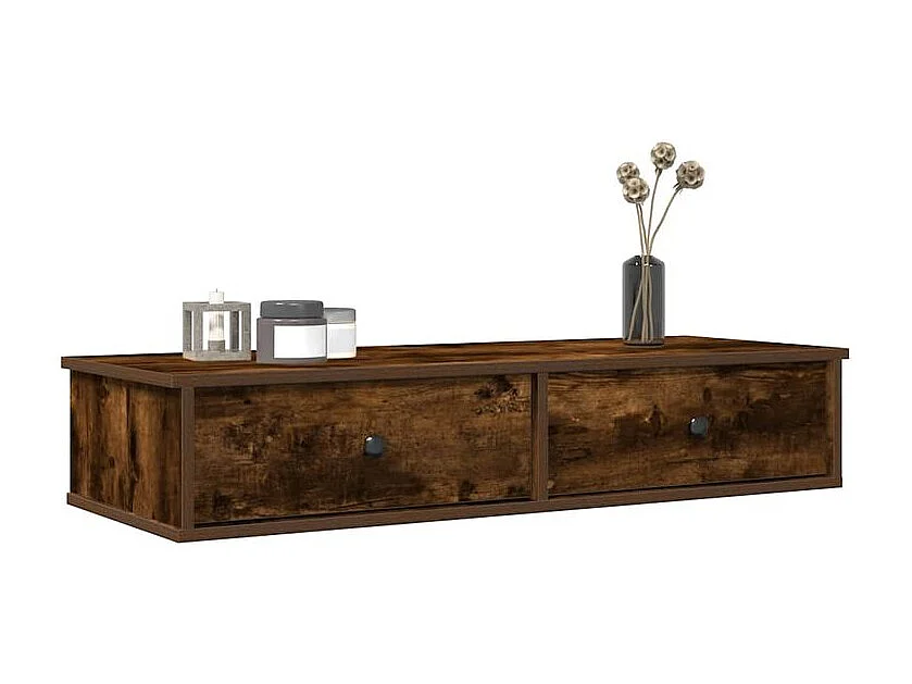 Étagère murale avec tiroirs chêne fumé bois d'ingénierie