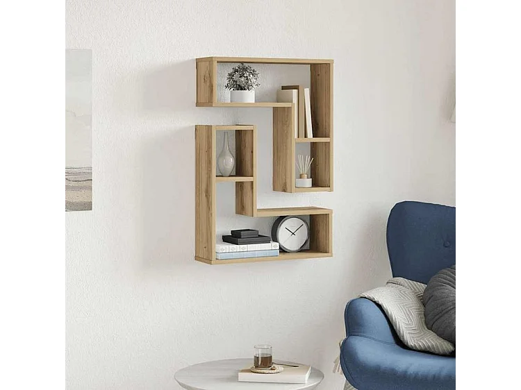 Étagères cube murales 2 pcs chêne artisanal bois d'ingénierie
