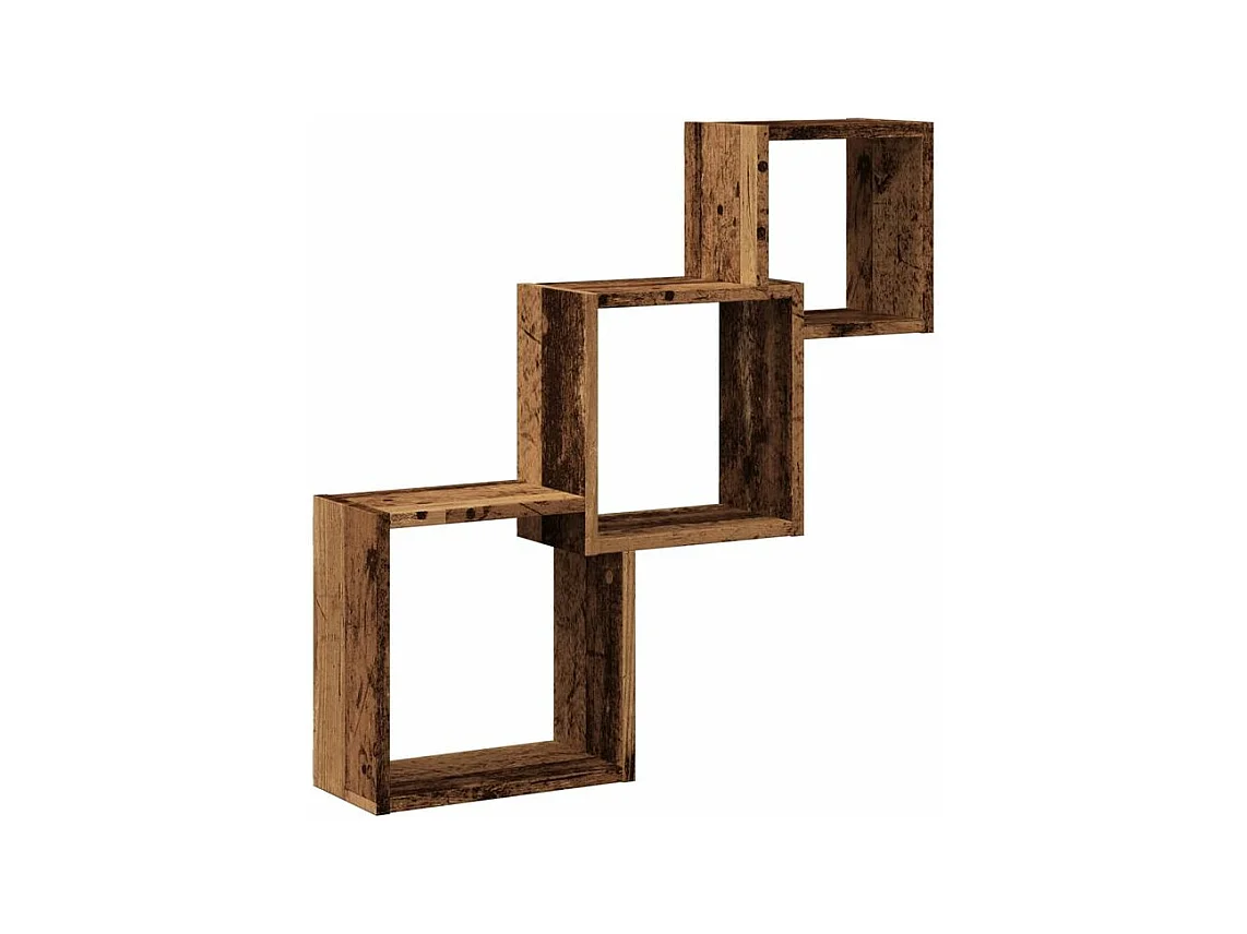 Étagère murale en forme de cube vieux bois bois d'ingénierie