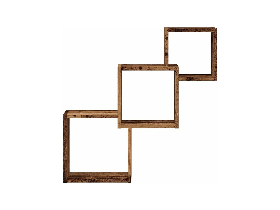 Étagère murale en forme de cube vieux bois bois d'ingénierie