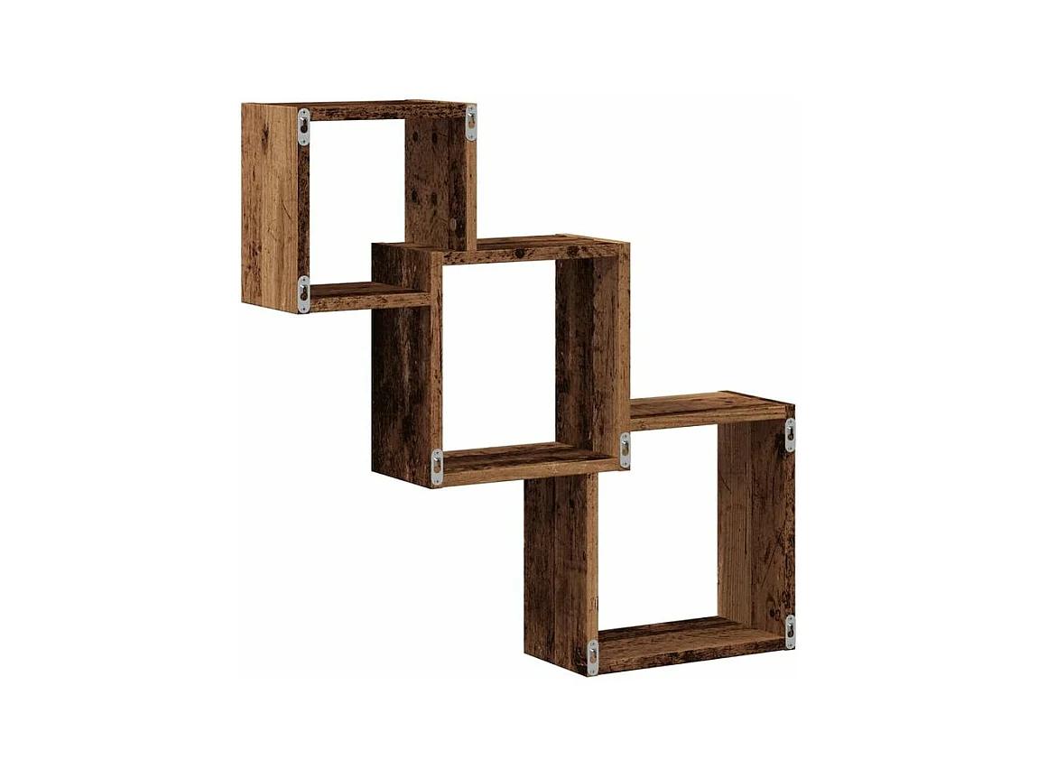 Étagère murale en forme de cube vieux bois bois d'ingénierie