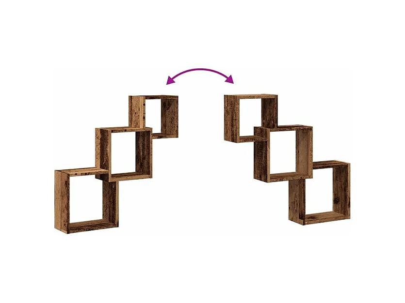 Étagère murale en forme de cube vieux bois bois d'ingénierie