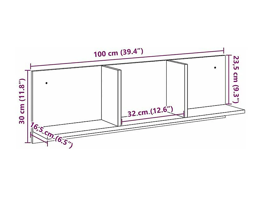 Armoire murale 100x16,5x30 sonoma gris bois d'ingénierie