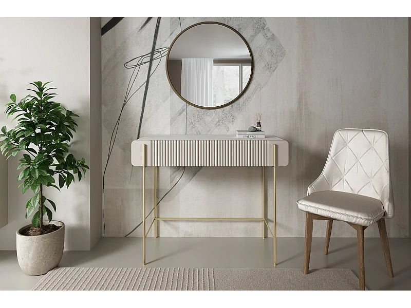 Konsole mit 2 Schubladen und Beinen aus Kaschmirmetall, 100 x 85 cm