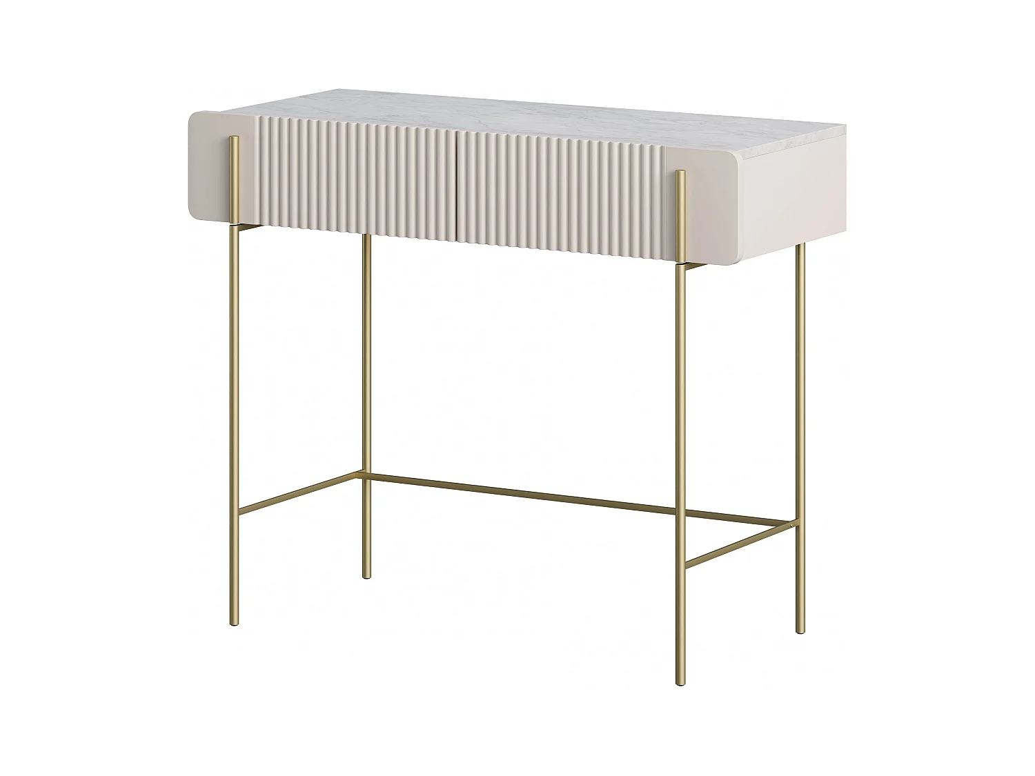 Consolle 2 cassetti con gambe in metallo cashmere 100x85 cm