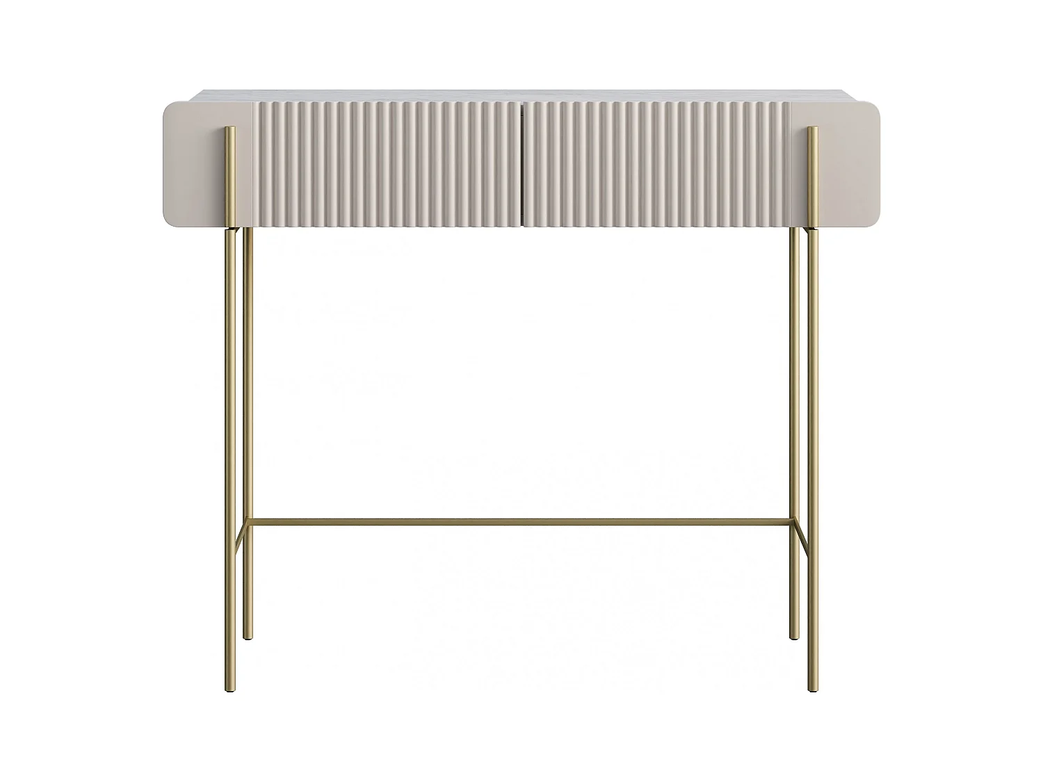 Consolle 2 cassetti con gambe in metallo cashmere 100x85 cm