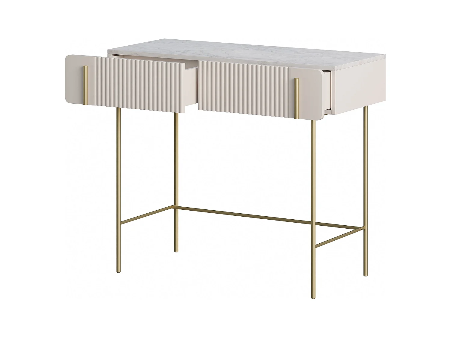 Consolle 2 cassetti con gambe in metallo cashmere 100x85 cm