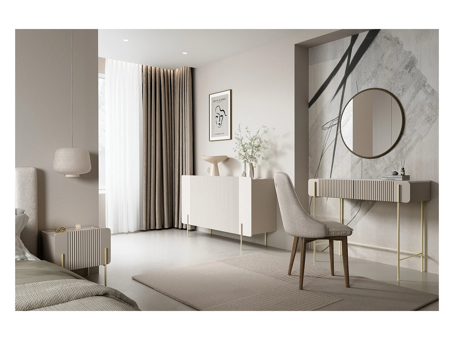 Consolle 2 cassetti con gambe in metallo cashmere 100x85 cm