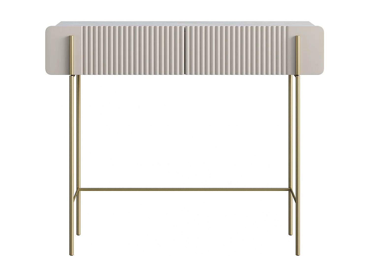 Consola de 2 gavetas com pés de metal em caxemira 100x85 cm