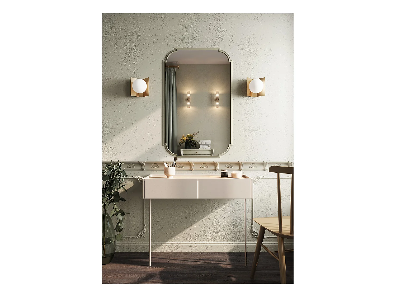 Consolle 2 cassetti con gamba in metallo 100x83 cm