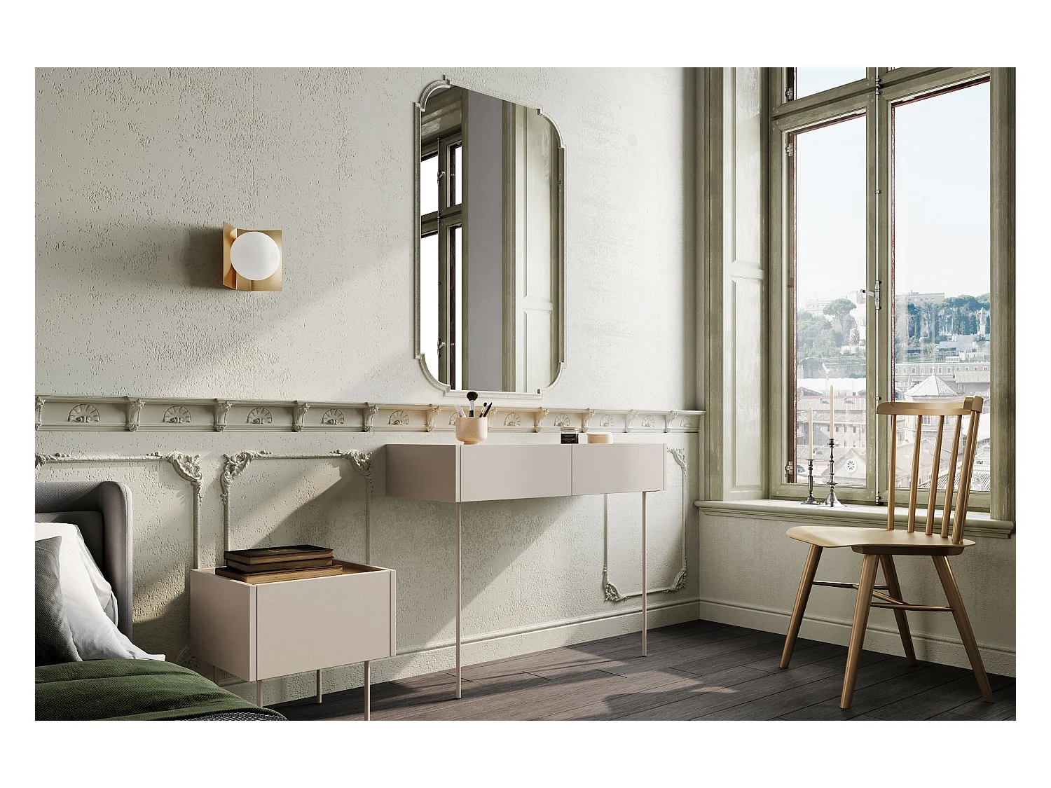 Consolle 2 cassetti con gamba in metallo 100x83 cm