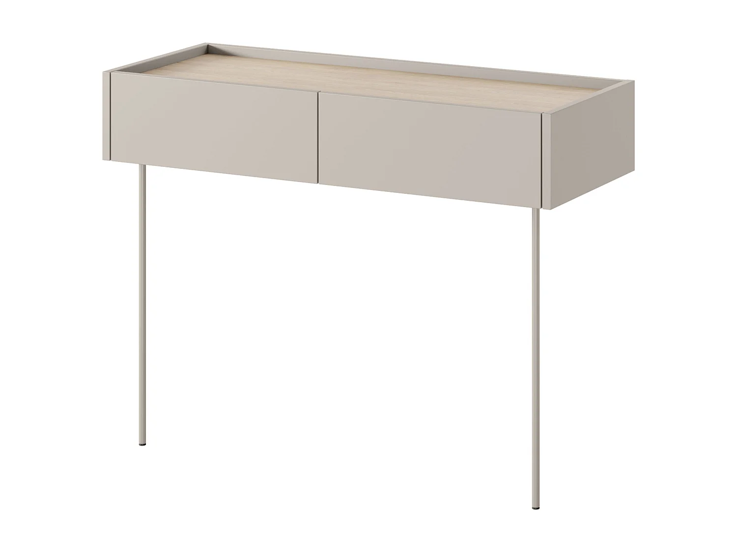 Consola 2 gavetas com pé metálico 100x83 cm