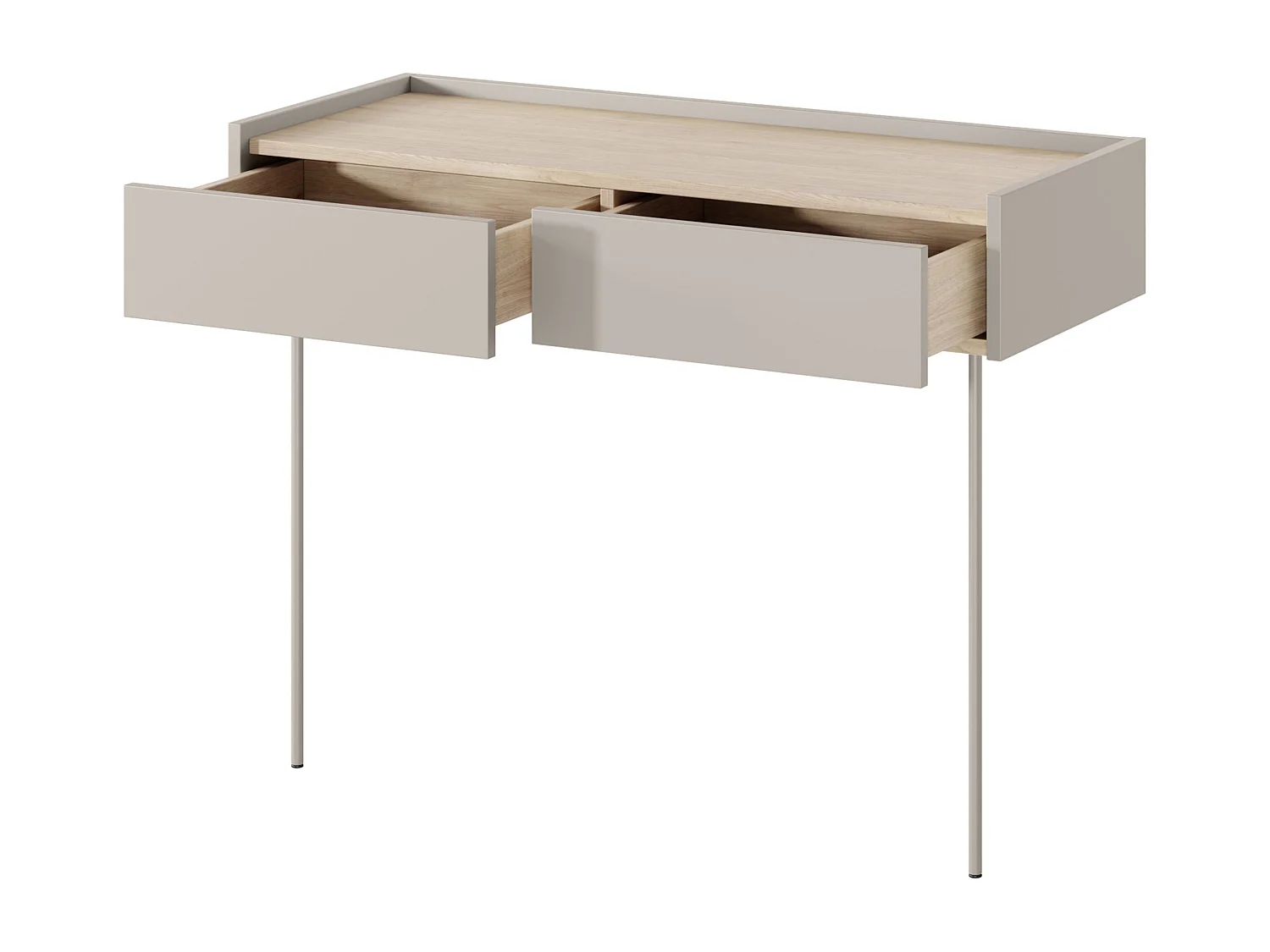 Consola 2 gavetas com pé metálico 100x83 cm