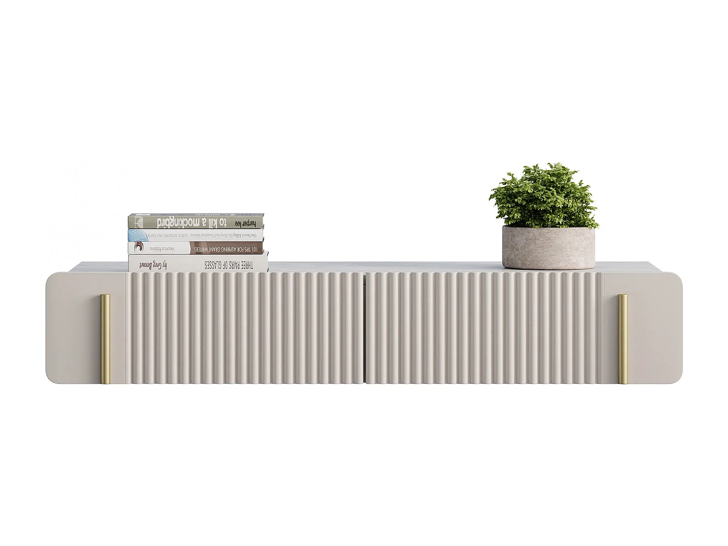 Hangende console met 2 kasjmier lades 100x17 cm