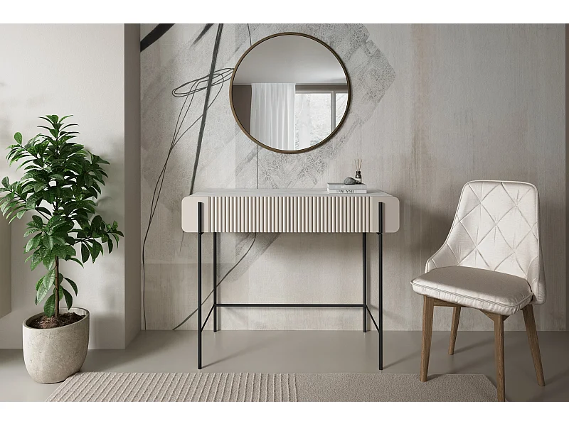 Konsole mit 2 Schubladen und Beinen aus Kaschmirmetall, 100 x 85 cm