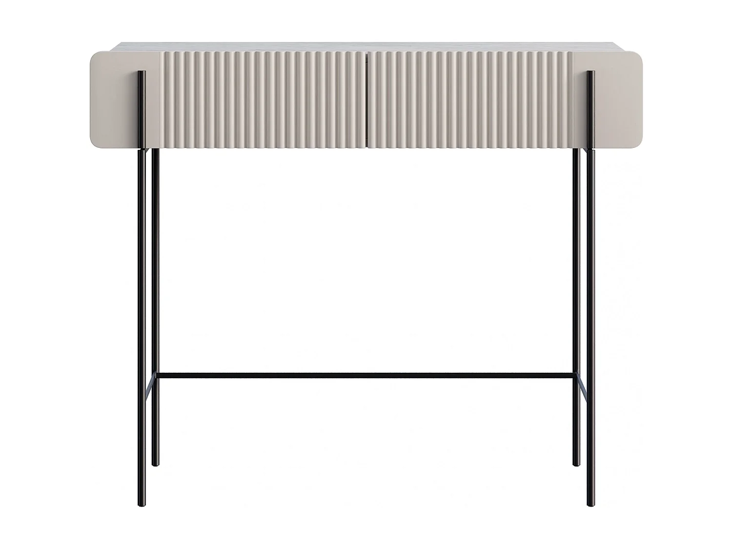 Consola de 2 gavetas com pés de metal em caxemira 100x85 cm