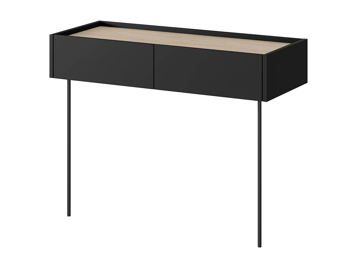 Consola 2 gavetas com pé metálico 100x83 cm