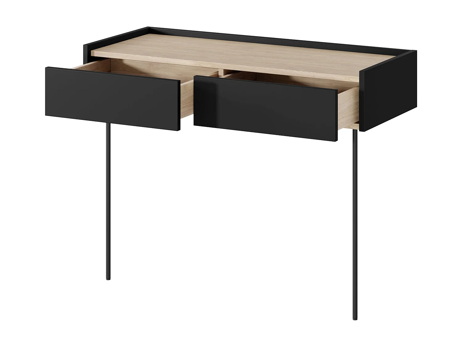 Consola 2 gavetas com pé metálico 100x83 cm