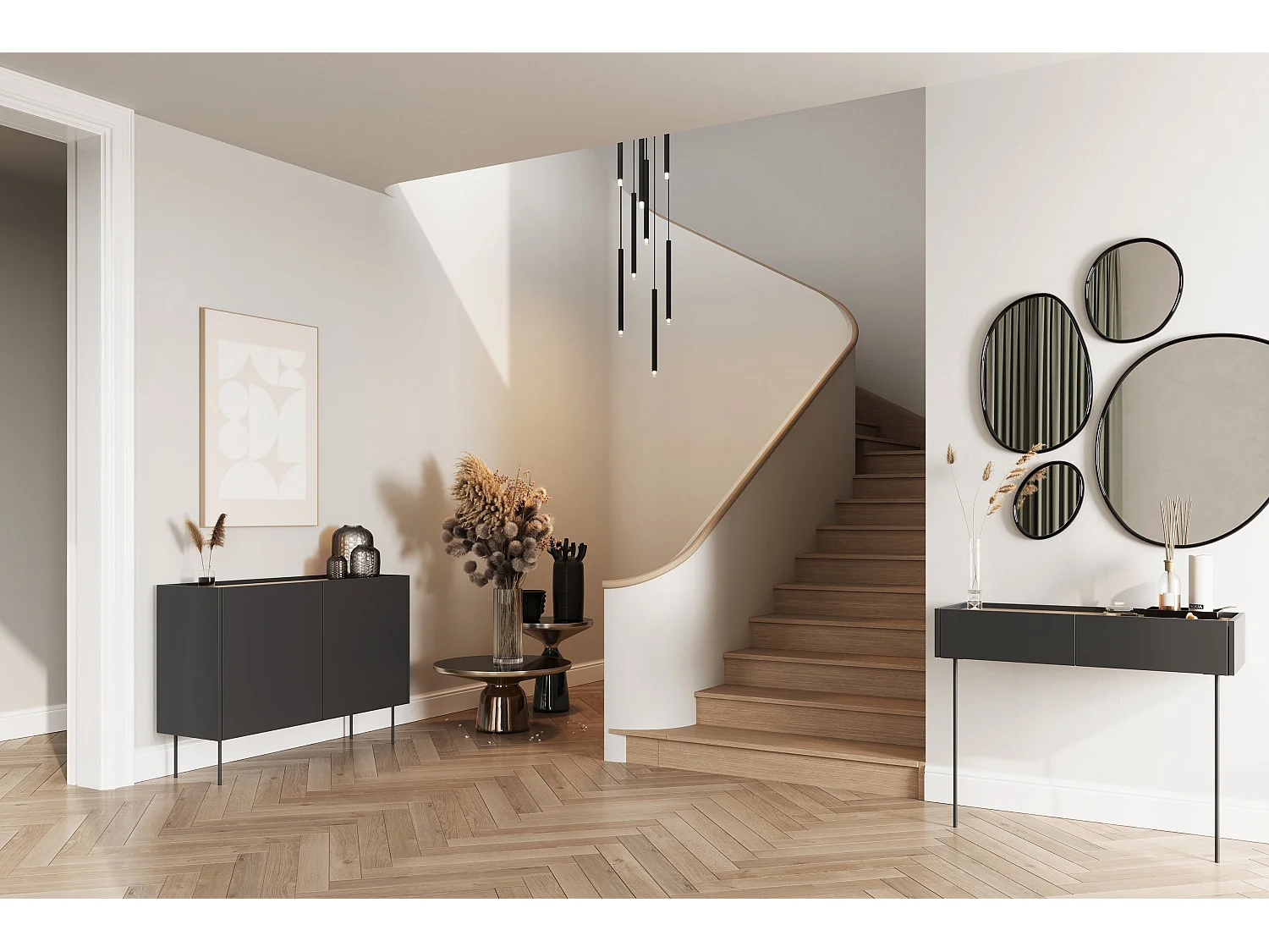 Consola 2 gavetas com pé metálico 100x83 cm