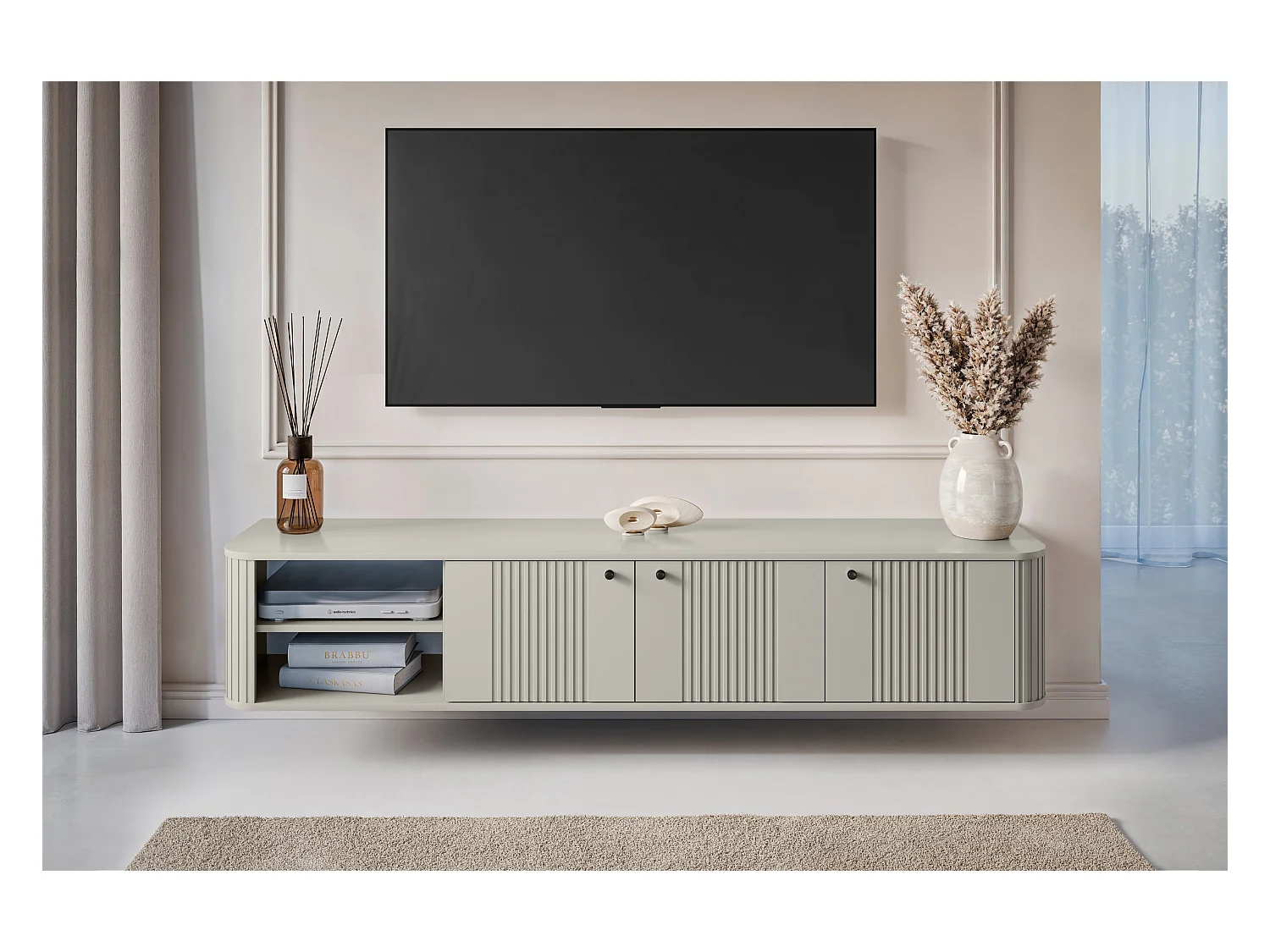 3-türiger TV-Hängeschrank 187x36 cm