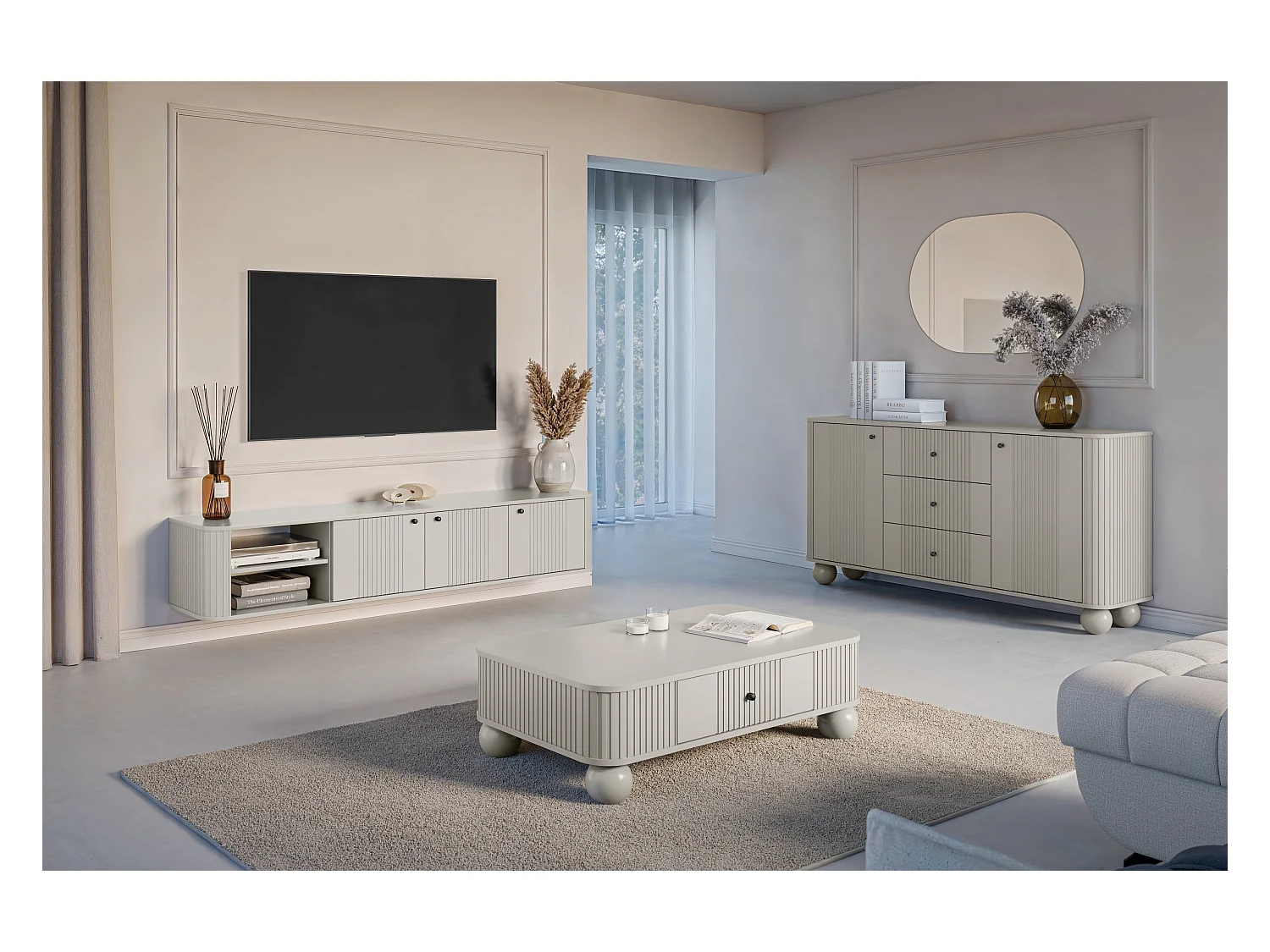 3-türiger TV-Hängeschrank 187x36 cm