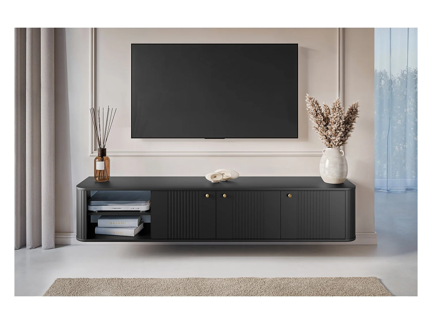 3-türiger TV-Hängeschrank 187x36 cm