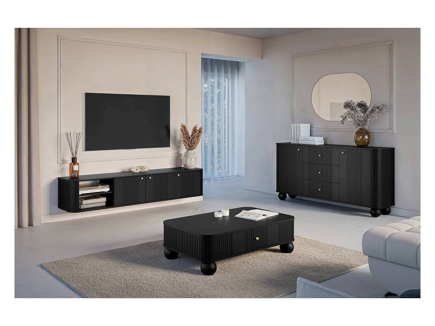 3-türiger TV-Hängeschrank 187x36 cm