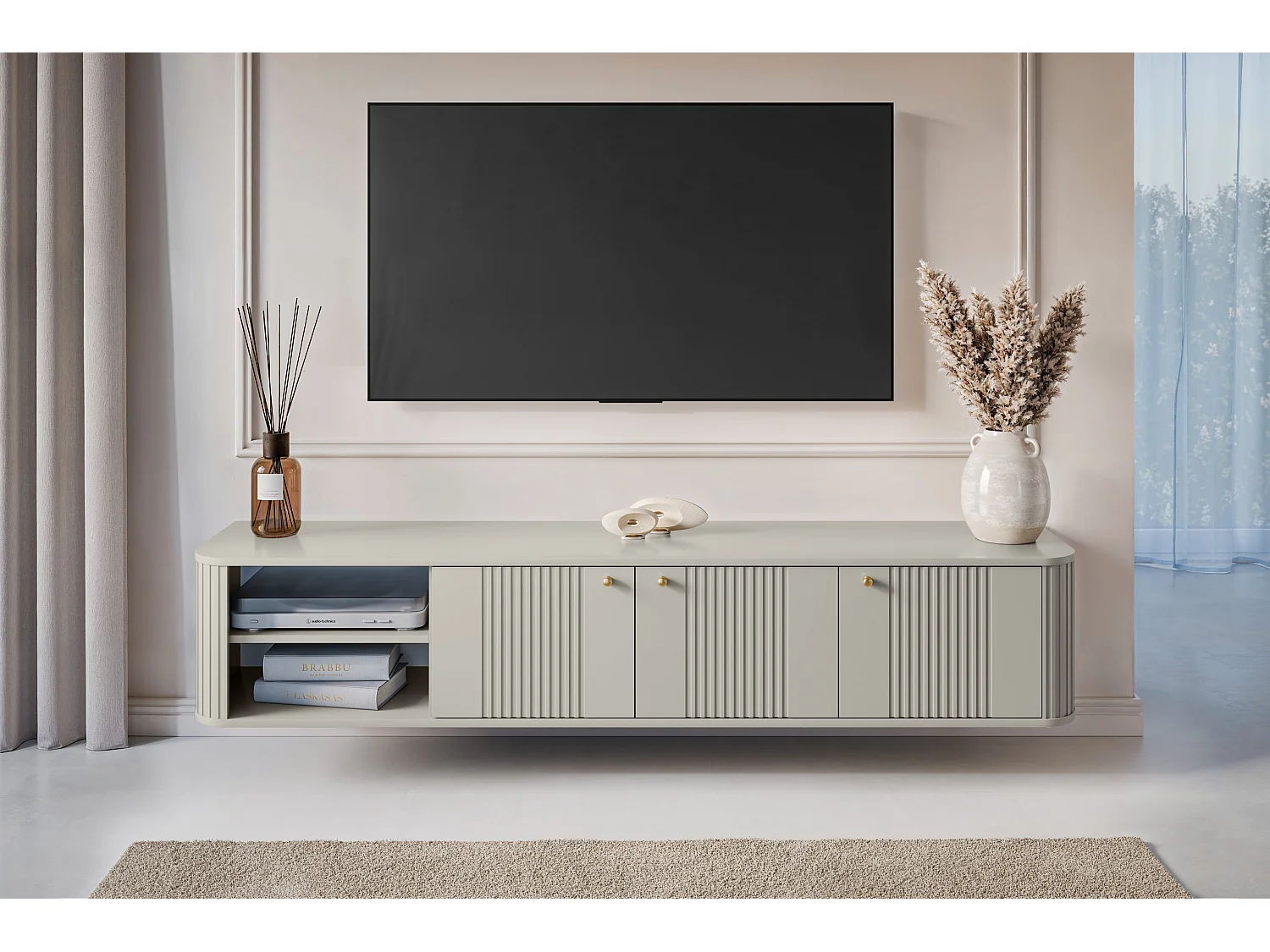 3-türiger TV-Hängeschrank 187x36 cm