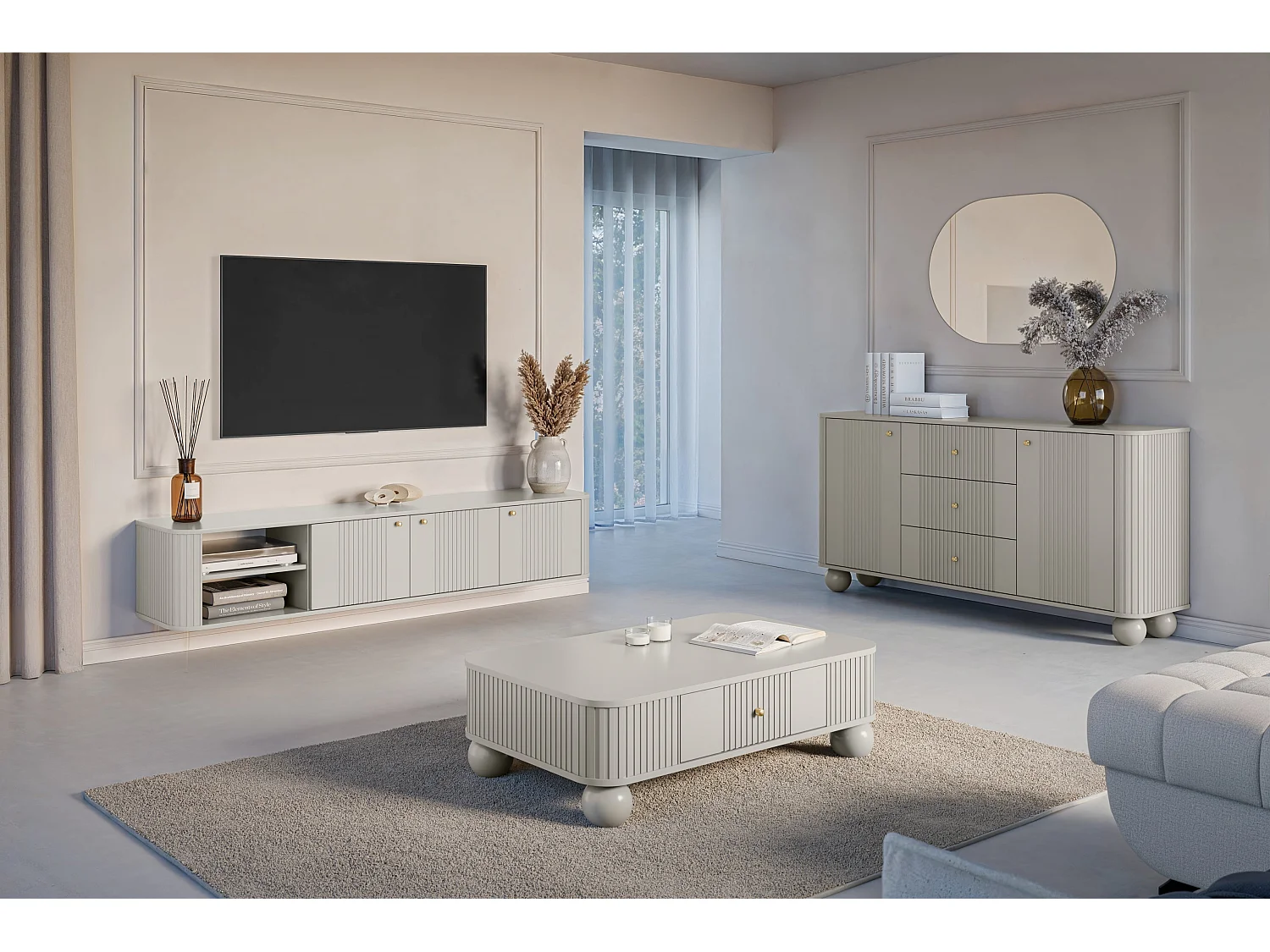 3-türiger TV-Hängeschrank 187x36 cm