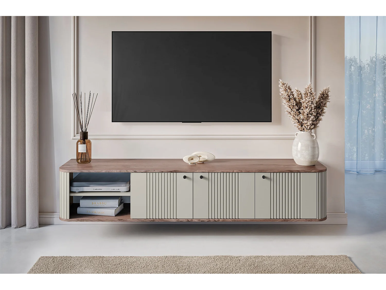 3-türiger TV-Hängeschrank 187x36 cm