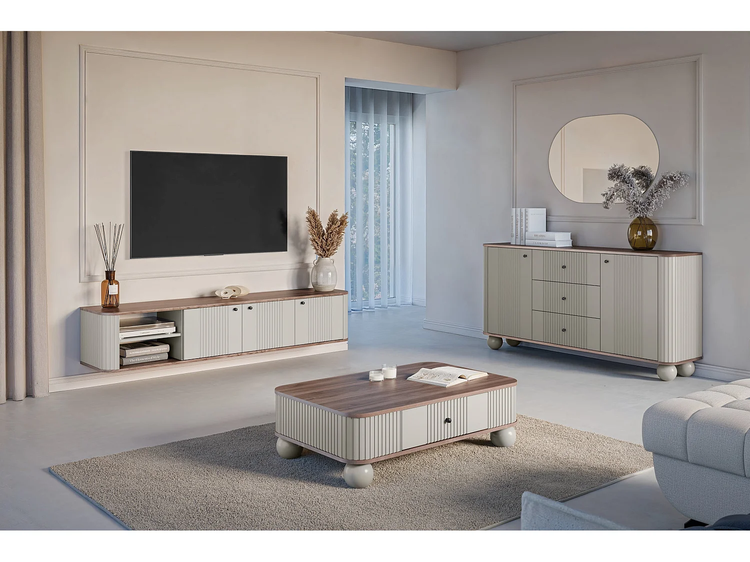 3-türiger TV-Hängeschrank 187x36 cm